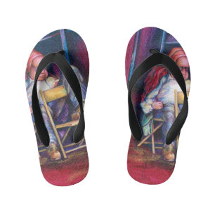 Norman geeft de voorkeur aan tekenen in zijn slaap kinder teenslippers