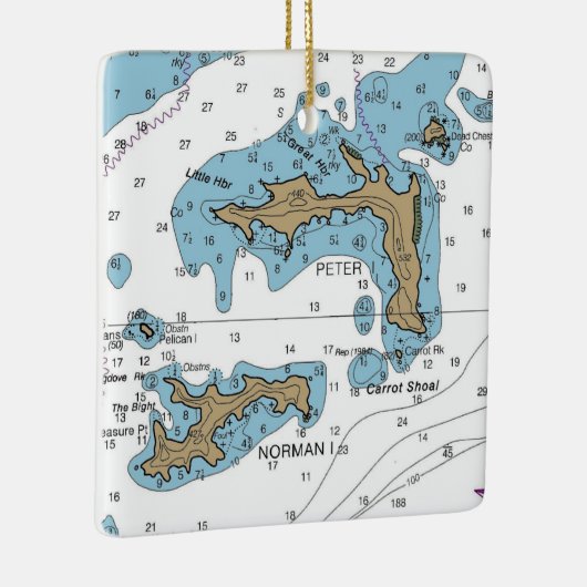 Norman Island BVI Chart Keramisch Ornament (Rechts)