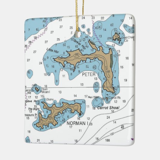 Norman Island BVI Chart Keramisch Ornament (Links)
