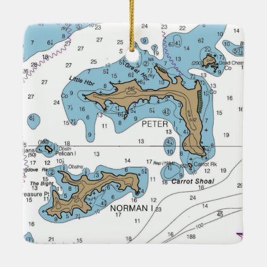 Norman Island BVI Chart Keramisch Ornament (Achterkant)