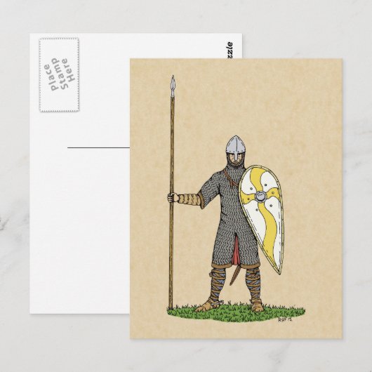 Norman Knight Circa 1066 Briefkaart (Voorkant / Achterkant)