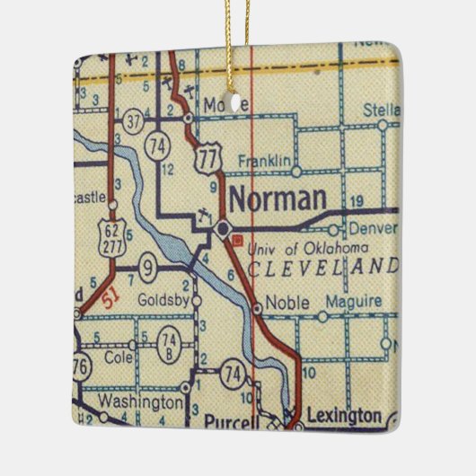 Norman OK Retro Map Keramisch Ornament (Links)