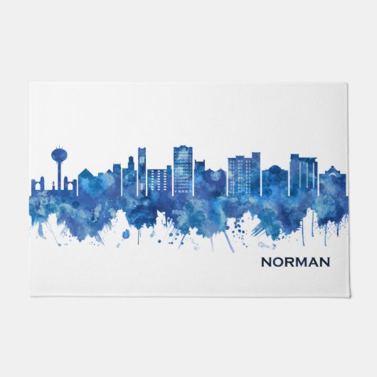 Norman Oklahoma Skyline Blue Deurmat (Voorkant)