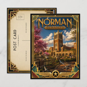 Norman Oklahoma Vintage Art Deco Gouden Tijdperk Briefkaart
