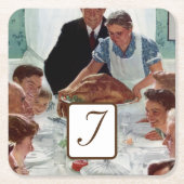 Norman Rockwell Monogrammed Thanksgiving Kartonnen Onderzetters (Voorkant)