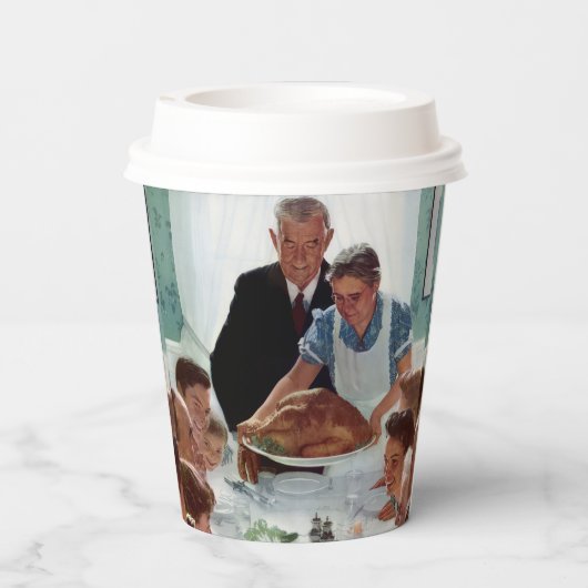 Norman Rockwell Monogrammed Thanksgiving Papieren Bekers (Achterkant)