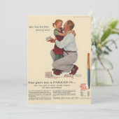 Norman Rockwell Ze gaf me een Parker 61 Pen Magazi Feestdagenkaart (Staand voorkant)