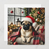 Norman T Pug Blanket Feestdagenkaart (Voorkant / Achterkant)