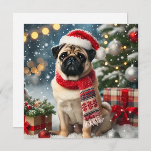 Norman T Pug Christmas Kaart (Voorkant / Achterkant)