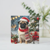 Norman T Pug Christmas Kaart (Staand voorkant)