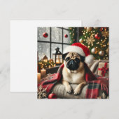 Norman T Pug Dekentje Feestdagenkaart (Voorkant / Achterkant)