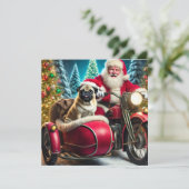 Norman T Pug met Sinterklaas en zijspan Feestdagenkaart (Staand voorkant)