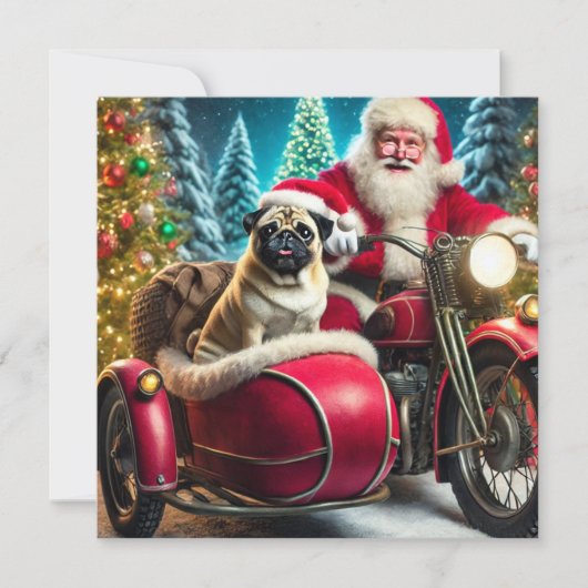 Norman T Pug met Sinterklaas en zijspan Feestdagenkaart (Voorkant)
