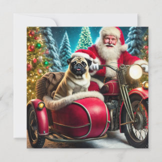 Norman T Pug met Sinterklaas en zijspan Feestdagenkaart
