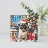 Norman T Pug Sneeuwwitje  Feestdagenkaart (Staand voorkant)