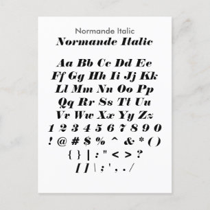 Normande Italic - Zazzle Font Sampler Blad Briefkaart