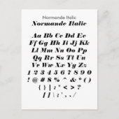 Normande Italic - Zazzle Font Sampler Blad Briefkaart (Voorkant)