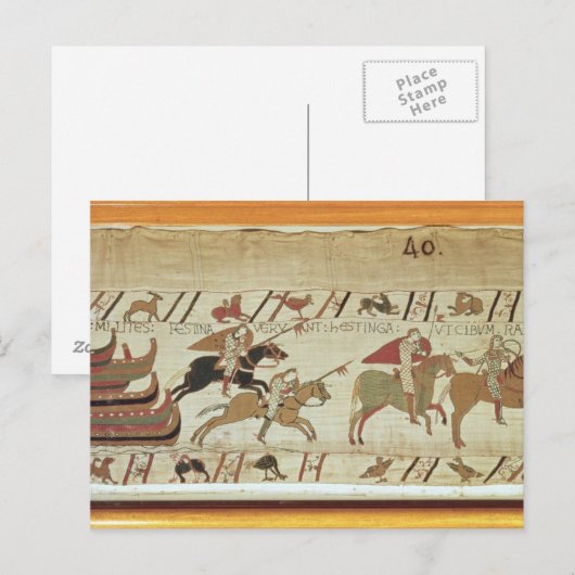 Normanden ontschepen in Pevensey en de ridders Briefkaart (Voorkant / Achterkant)