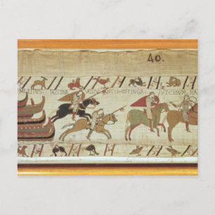 Normanden ontschepen in Pevensey en de ridders Briefkaart