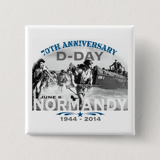 Normandië 70e D-Day Jubileum Vierkante Button 5,1 Cm (Voorkant)
