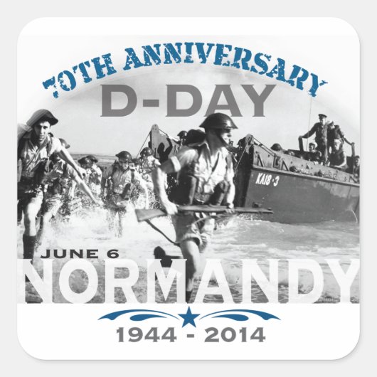 Normandië 70e D-Day Jubileum Vierkante Sticker (Voorkant)