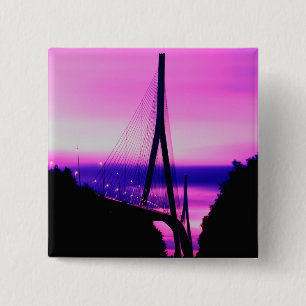 Normandië-brug, Le Havre, Frankrijk 2 Vierkante Button 5,1 Cm