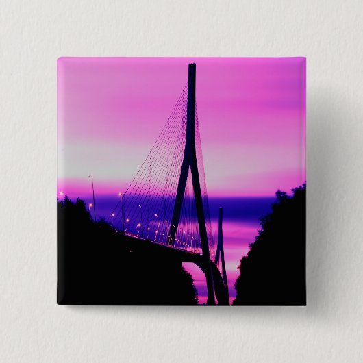 Normandië-brug, Le Havre, Frankrijk 2 Vierkante Button 5,1 Cm (Voorkant)