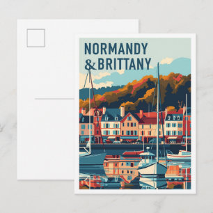 Normandië en Bretagne Frankrijk Kunst Vintage Reiz Briefkaart