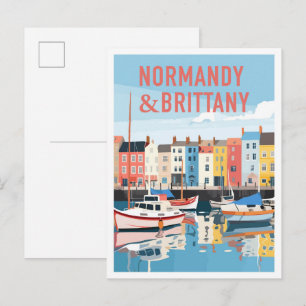Normandië en Bretagne Frankrijk Kunst Vintage Reiz Briefkaart