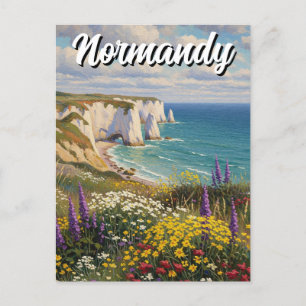 Normandië Frankrijk Étretat Cliffs Wildflowers Briefkaart
