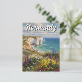 Normandië Frankrijk Étretat Cliffs Wildflowers Briefkaart (Staand voorkant)