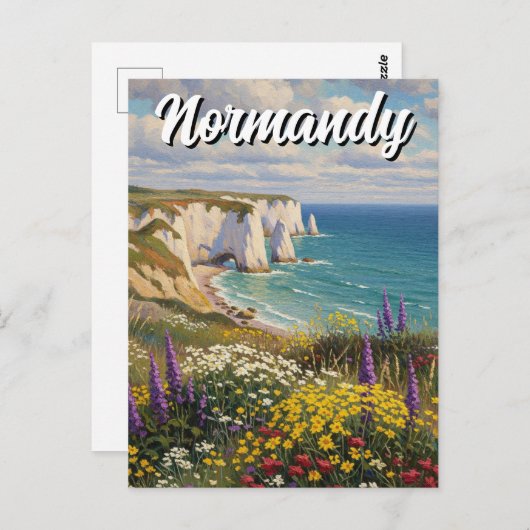 Normandië Frankrijk Étretat Cliffs Wildflowers Briefkaart (Voorkant / Achterkant)