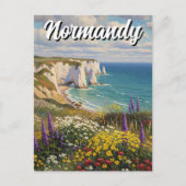 Normandië Frankrijk Étretat Cliffs Wildflowers Briefkaart (Voorkant)