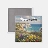 Normandië Frankrijk Étretat Cliffs Wildflowers Magneet (Voorkant / Achterkant)