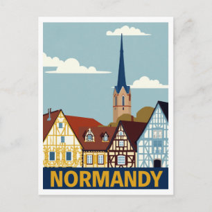 Normandië Frankrijk Houten Huizen Briefkaart