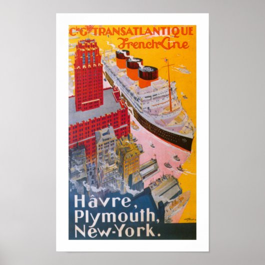 Normandie in New York Harbour Poster (Voorkant)