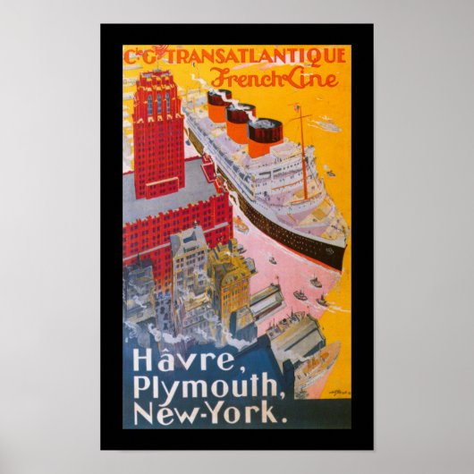 Normandie in New York Harbour Poster (Voorkant)