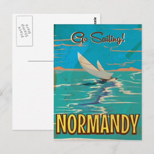 Normandische  Sailing Poster kunst. Briefkaart (Voorkant / Achterkant)