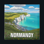 Normandy France Travel Magneet<br><div class="desc">Normandië, gelegen in het noorden van Frankrijk langs het Kanaal, is een regio rijk aan geschiedenis, natuurlijke schoonheid en cultureel erfgoed. Bekend om zijn dramatische kliffen aan de kust, glooiend groen platteland en charmante vakwerkdorpen, biedt Normandië een rustige maar historisch belangrijke ontsnapping. Het was hier, op 6 juni 1944, dat...</div>