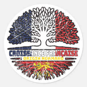 Normandy Norman French Tree Roots Flag Ronde Sticker