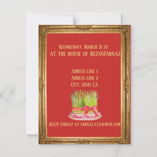 Norooz party Haft Sin Kaart (Achterkant)