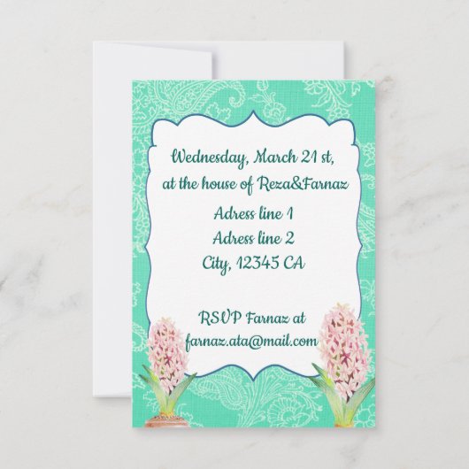 Norooz party Hyacinth emerald green Kaart (Achterkant)