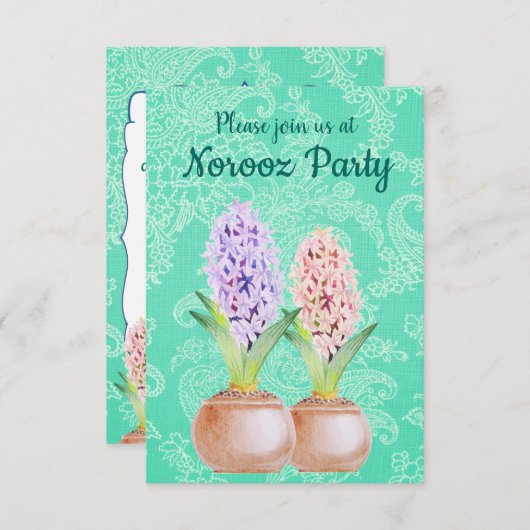 Norooz party Hyacinth emerald green Kaart (Voorkant / Achterkant)