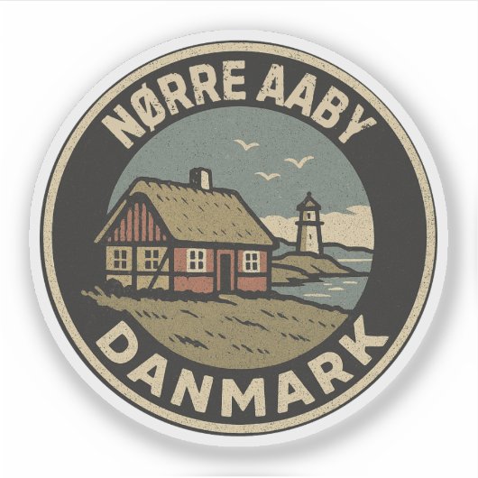 Nørre Aaby, Denemarken Danmark  Sticker (Voorkant)