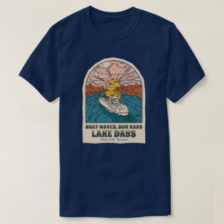 Norris Lake Days Boat Waves Sun Rays  T-shirt