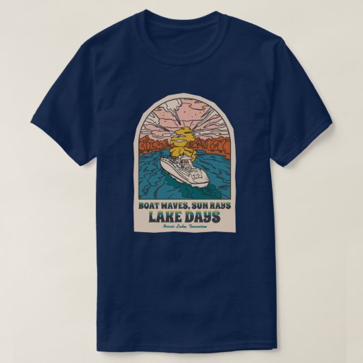 Norris Lake Days Boat Waves Sun Rays  T-shirt (Design voorkant)