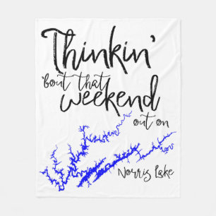 Norris Lake Tennessee Blauwe Weekend Kustlijnkaart Fleece Deken