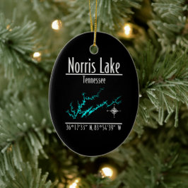 Norris Lake Tennessee Kaart Coördinaten Keramiek Keramisch Ornament