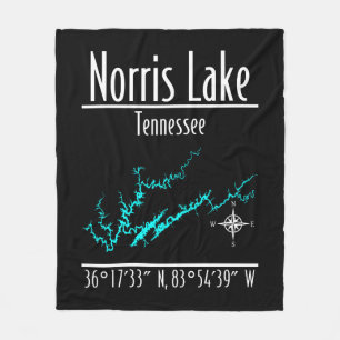 Norris Lake Tennessee Kustlijn Coördinaten Fleece Deken