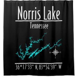 Norris Lake Tennessee Kustlijn Kaart Coördinaten Douchegordijn